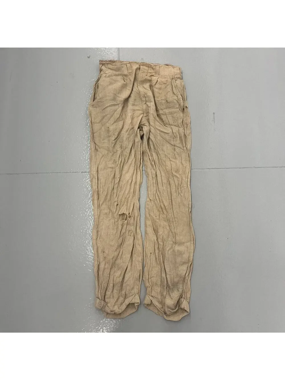 Vintage 40s Glen-More Beige Pattern Rayon Pants 29x29